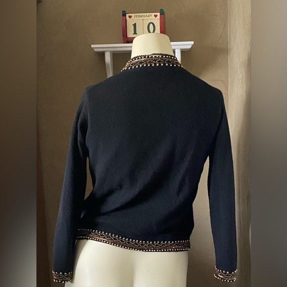 Vintage Rajkumar cashmere women sweater Cardigan blazer jacket with sequins trim - Picture 3 of 12